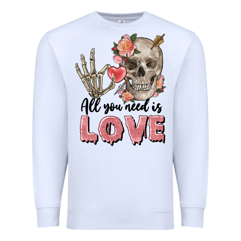 Skull All You Need Is Love Premium Sweatshirt by FaDigitalArtStudio | Teevron
