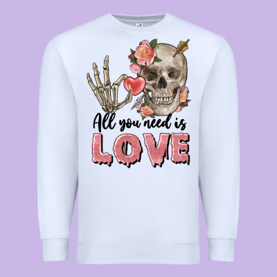 Skull All You Need Is Love Premium Sweatshirt Designed By Fadigitalartstudio