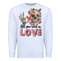 White Skull all you need is love Premium Sweatshirt - FaDigitalArtStudio