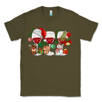Army Green Christmas Wine Glasses Classic Tee - MaliasSmallBusiness