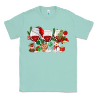 Seafoam Christmas Wine Glasses Classic Tee - MaliasSmallBusiness