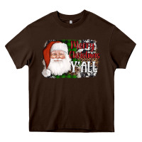 Chocolate Brown santa merry christmas y'all Heavy Core Tee - AdoDesignShop