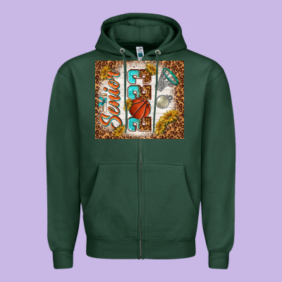 Senior 2023 Basketball Zipper Hoodie Designed By Tumblerdesignbyshophia