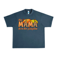 Midnight Navy this mama loves her pumpkins Urban Heavy Tee - MaliasSmallBusiness