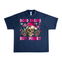 Navy Dead inside but merry pink Christmas skeleton Urban Heavy Tee - NancyCooperArtShop