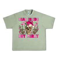 Oil Green Dead inside but merry pink Christmas skeleton Urban Heavy Tee - NancyCooperArtShop