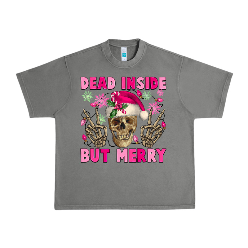 Dead Inside But Merry Pink Christmas Skeleton Urban Heavy Tee by NancyCooperArtShop | Teevron