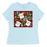 Baby Blue santa christmas Ladies Tee - AdoDesignShop