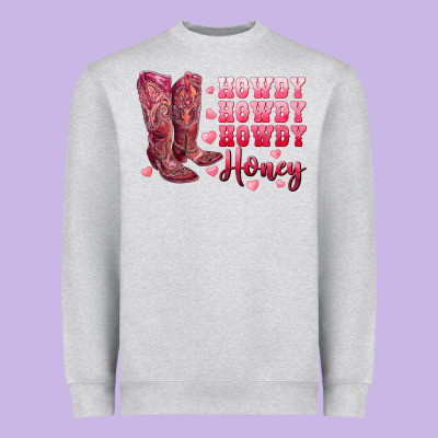 Howdy Howdy Howdy Honey With Cowgirl Boots Heavyweight Sweatshirt Designed By Ranaportraitstore