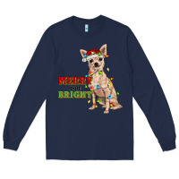 Navy merry and bright chihuahua Long Sleeve Tee - RanaPortraitStore