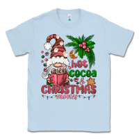 Dusty Blue Pink Christmas hot cocoa and christmas movies Classic Tee - NancyCooperArtShop