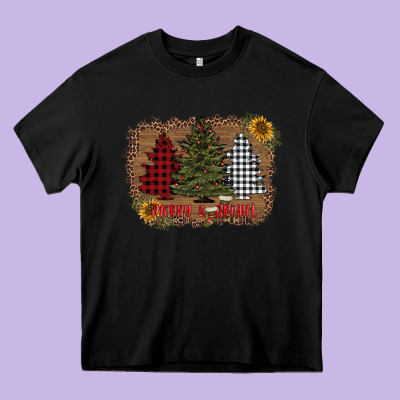 Merry And Bright With Tree's Heavy Core Tee Designed By Adodesignshop