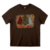 Chocolate Brown merry and bright with tree's Heavy Core Tee - AdoDesignShop