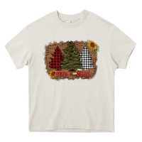 Cream merry and bright with tree's Heavy Core Tee - AdoDesignShop