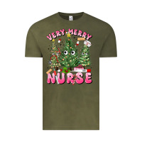 Vintage Olive very merry nurse Vintage Tee - MaliasSmallBusiness