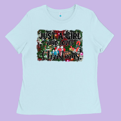 Just A Girl Who Loves Christmas Ladies Tee Designed By Adodesignshop