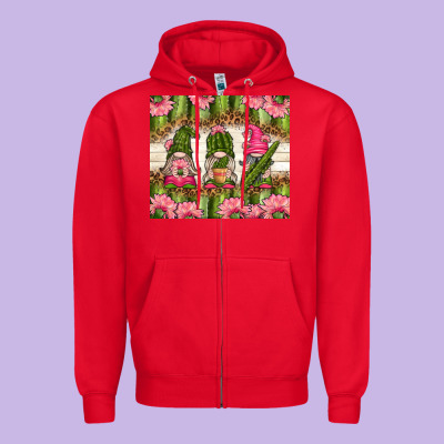 Cactus Gnomies Zipper Hoodie Designed By Tumblerdesignbyshophia
