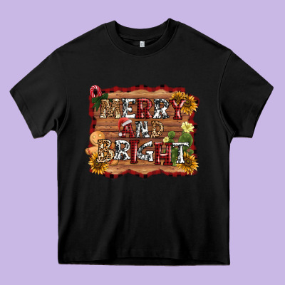 Merry And Bright Heavy Core Tee Designed By Adodesignshop