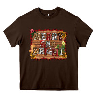Chocolate Brown merry and bright Heavy Core Tee - AdoDesignShop