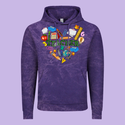 Teacher Heart Vintage Hoodie Designed By Nancycooperartshop