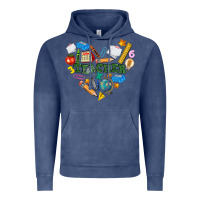 Vintage Denim teacher heart Vintage Hoodie - NancyCooperArtShop