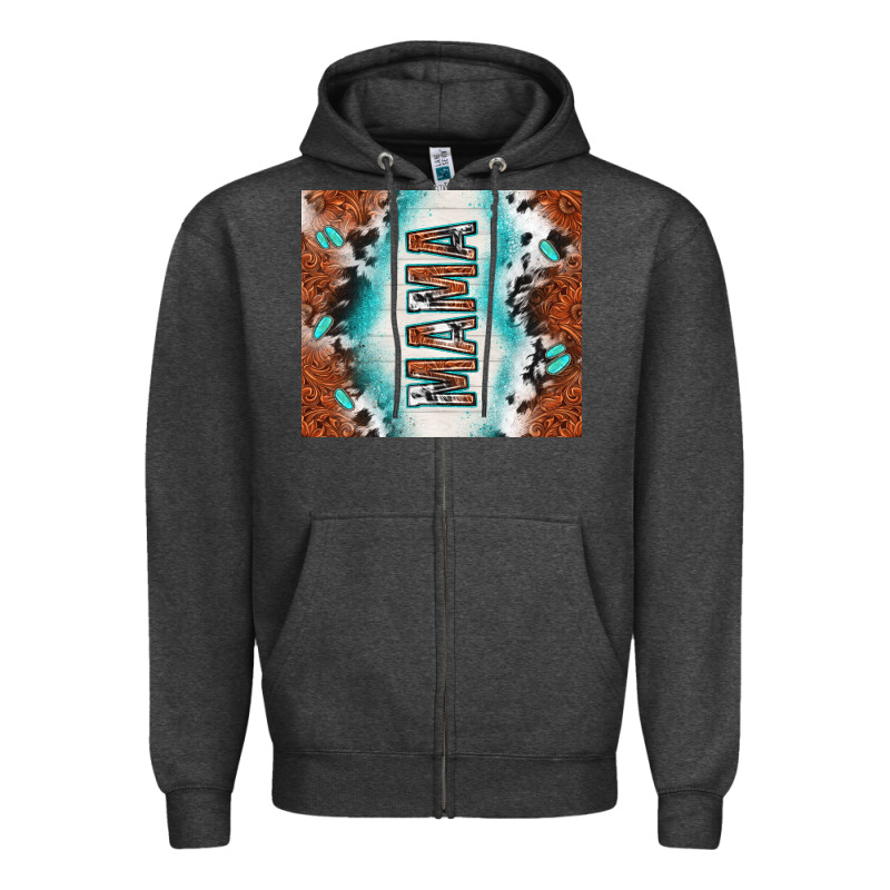 Tooled Leather And Cowhide Mama Zipper Hoodie by TumblerDesignByShophia | Teevron