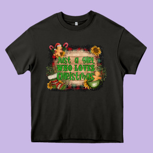 Just A Girl Who Loves Christmas Heavy Core Tee Designed By Adodesignshop