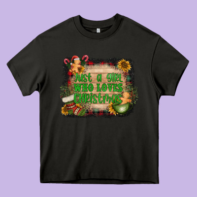 Just A Girl Who Loves Christmas Heavy Core Tee Designed By Adodesignshop