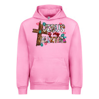 Fuchsia Pink jesus is my valentine Urban Hoodie - CowhideDigitalArt