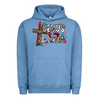 Pigment Pebble Blue jesus is my valentine Urban Hoodie - CowhideDigitalArt