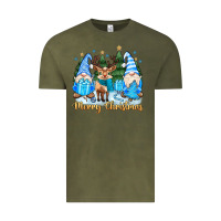 Vintage Olive merry christmas gnome Vintage Tee - MaliasSmallBusiness