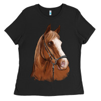 Black horse portrait Ladies Tee - Artiststas