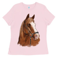 Bubblegum Pink horse portrait Ladies Tee - Artiststas