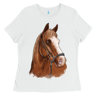 White horse portrait Ladies Tee - Artiststas