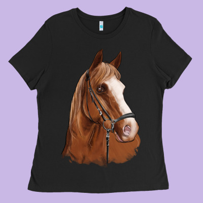 Horse Portrait Ladies Tee Designed By Artiststas