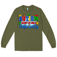 Army Green autism seeing the world differently Long Sleeve Tee - Artiststas