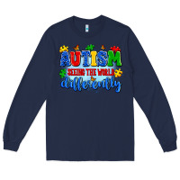 Navy autism seeing the world differently Long Sleeve Tee - Artiststas