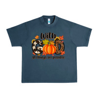 Midnight Navy with god all things are possible Urban Heavy Tee - MaliasSmallBusiness