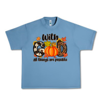 Pebble Blue with god all things are possible Urban Heavy Tee - MaliasSmallBusiness