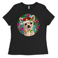 Black Christmas Chihuahua Ladies Tee - RanaPortraitStore