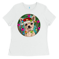 White Christmas Chihuahua Ladies Tee - RanaPortraitStore