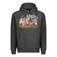 Charcoal Heather Happy Easter truck with farm animals Easter Day Premium Hoodie - CowGirlArtShop