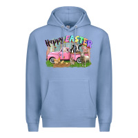 Colony Blue Happy Easter truck with farm animals Easter Day Premium Hoodie - CowGirlArtShop