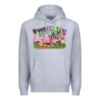 Heather Grey Happy Easter truck with farm animals Easter Day Premium Hoodie - CowGirlArtShop