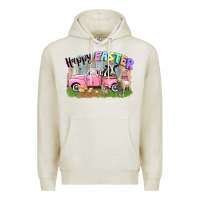 Oatmeal Heather Happy Easter truck with farm animals Easter Day Premium Hoodie - CowGirlArtShop