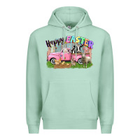 Seafoam Happy Easter truck with farm animals Easter Day Premium Hoodie - CowGirlArtShop