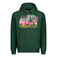 Sports Green Happy Easter truck with farm animals Easter Day Premium Hoodie - CowGirlArtShop