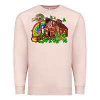 Pale Pink St. Patrick's farm with gold Premium Sweatshirt - OliviaCreatesArt