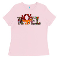 Bubblegum Pink noel reindeer Ladies Tee - AdoDesignShop