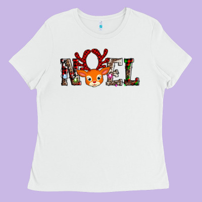 Noel Reindeer Ladies Tee Designed By Adodesignshop